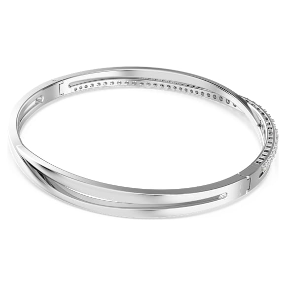 Hyperbola bangle, Round cut, White, Rhodium plated - Swarovski, 5572726