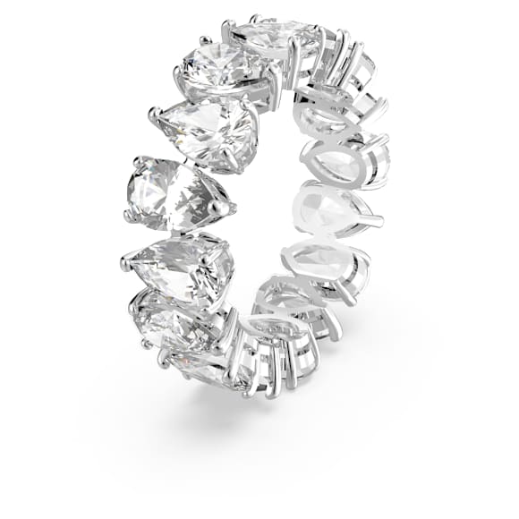 Anillo Vittore, Talla pera, Blanco, Baño de rodio - Swarovski, 5572824