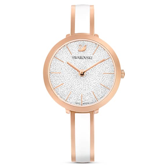 Crystalline Delight watch, Swiss Made, Metal bracelet, White, Rose gold-tone finish - Swarovski, 5580541