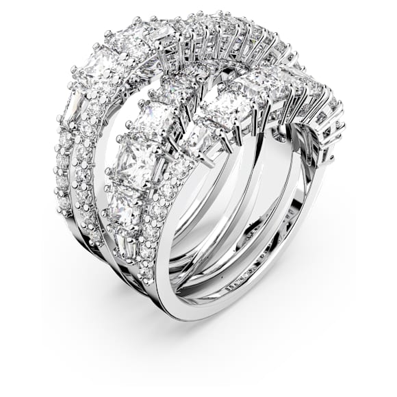 Hyperbola ring, Mixed cuts, White, Rhodium plated - Swarovski, 5580952