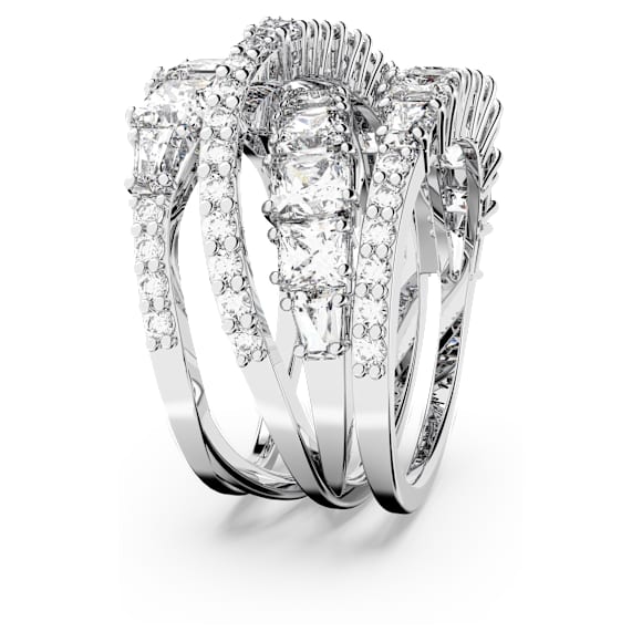 Hyperbola ring, Mixed cuts, White, Rhodium plated - Swarovski, 5580952