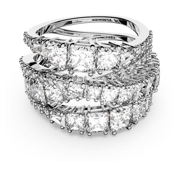 Twist Wrap ring, Mixed cuts, White, Rhodium plated - Swarovski, 5584650