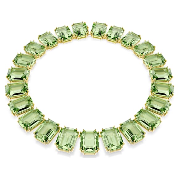 Millenia Tennis 项链, 超大仿水晶, 八角形切割, 绿色, 镀金色调 - Swarovski, 5598261