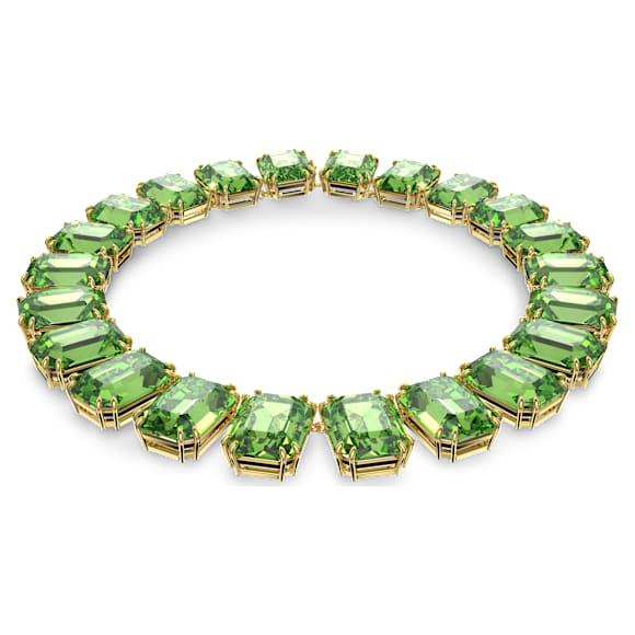 Millenia Tennis necklace, Oversized crystals, Octagon cut, Green, Gold-tone plated - Swarovski, 5598261
