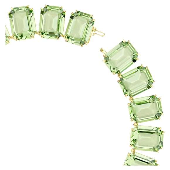 Millenia Tennis 项链, 超大仿水晶, 八角形切割, 绿色, 镀金色调 - Swarovski, 5598261