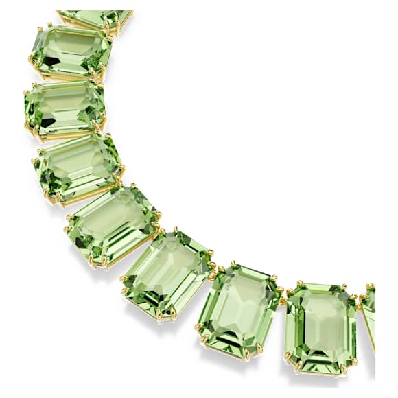 Millenia Tennis Halskette, Übergroße Kristalle, Oktagon-Schliff, Grün, Goldlegierungsschicht - Swarovski, 5598261