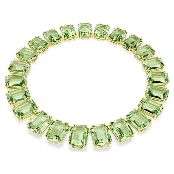 Millenia Tennis Halskette, Übergroße Kristalle, Oktagon-Schliff, Grün, Goldlegierungsschicht - Swarovski, 5598261