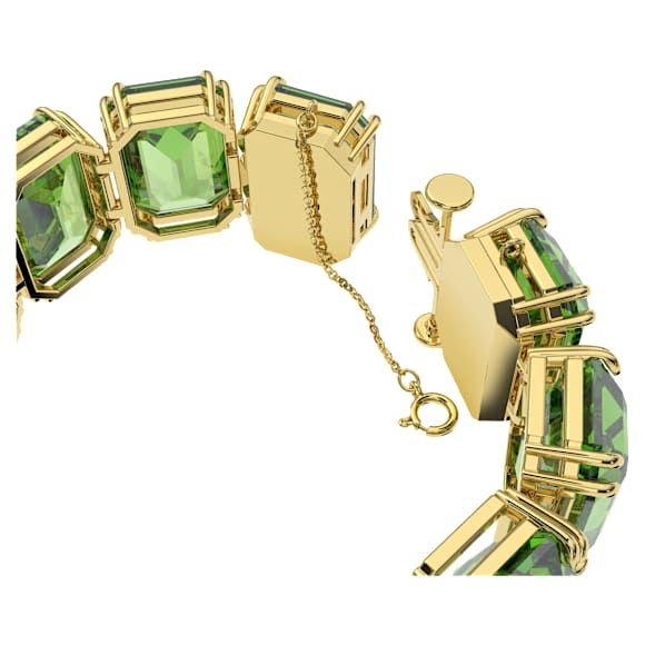 Millenia bracelet, Oversized crystals, Octagon cut, Green, Gold-tone plated - Swarovski, 5598347