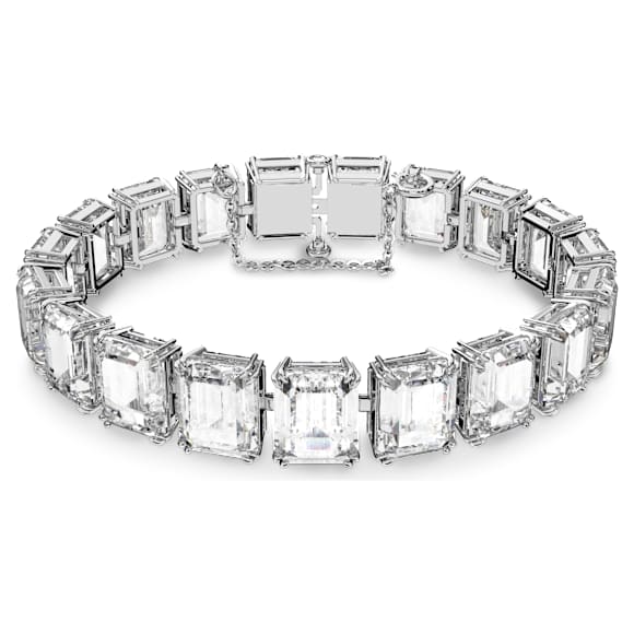 Matrix Tennis bracelet, Octagon cut, White, Rhodium plated - Swarovski, 5598349