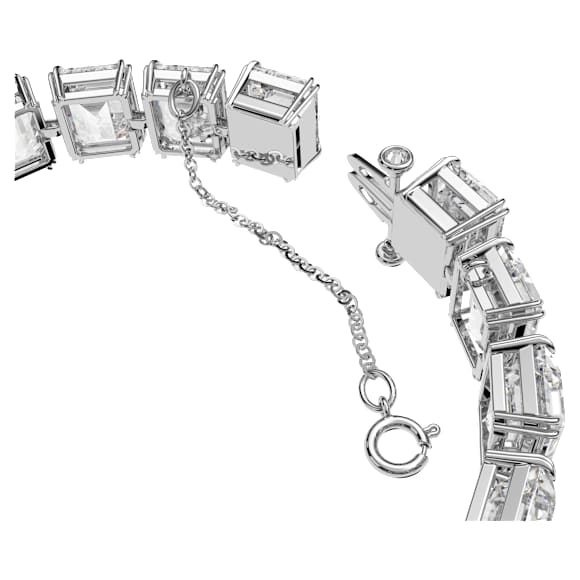 Matrix Tennis bracelet, Octagon cut, White, Rhodium plated - Swarovski, 5598349