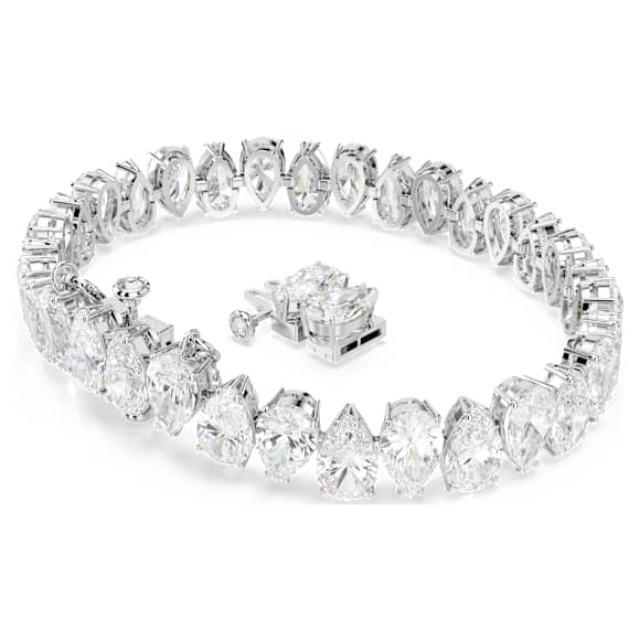 Pulsera Tennis Matrix, Talla pera, Blanca, Baño de rodio - Swarovski, 5598350