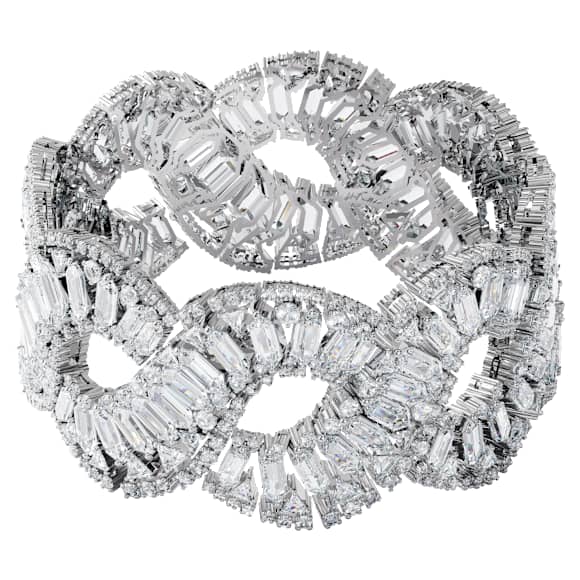 Braccialetto Hyperbola, Taglio misto, Infinito, Bianco, Placcato rodio - Swarovski, 5598351