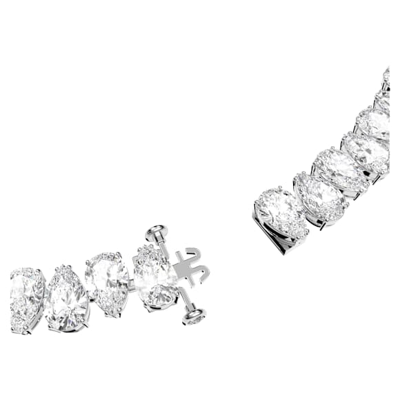 Matrix Tennis necklace, Pear cut, White, Rhodium plated - Swarovski, 5598362