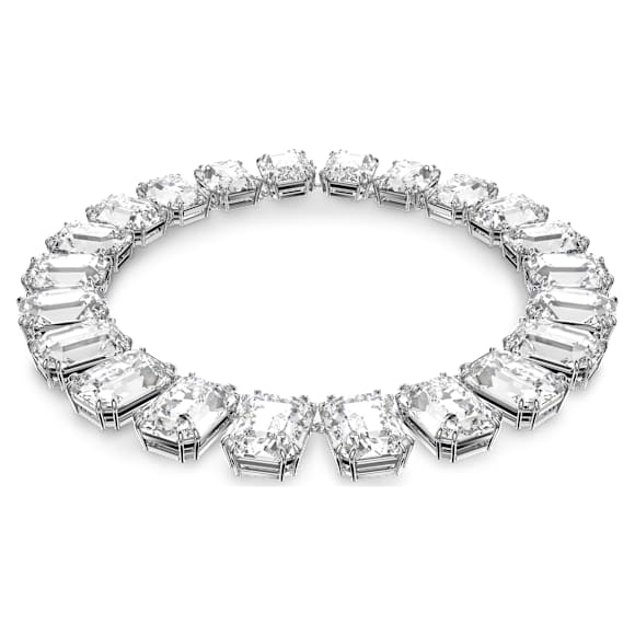 Millenia Tennis necklace, Oversized crystals, Octagon cut, White, Rhodium plated - Swarovski, 5599149