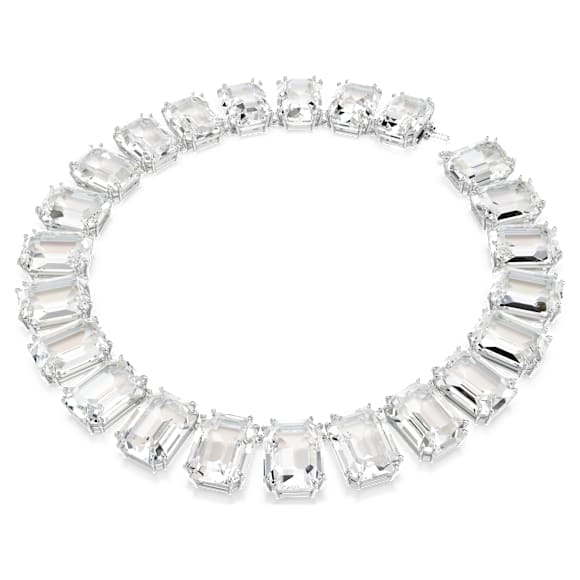Colar Tennis Millenia, Cristais de grandes dimensões, Lapidação octogonal, Branco, Lacado a ródio - Swarovski, 5599149