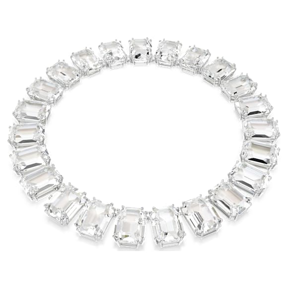Colier Tennis Millenia, Cristale supradimensionate, Tăietură octogonală, Alb, Placat cu rodiu - Swarovski, 5599149