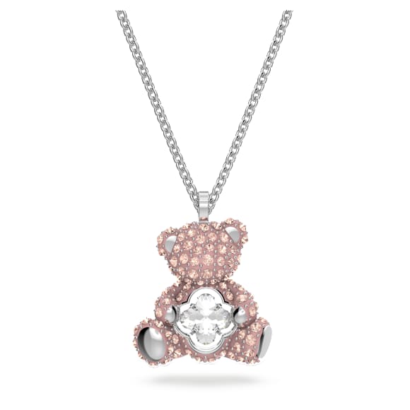 Teddy pendant, Bear, Pink, Rhodium plated - Swarovski, 5599168