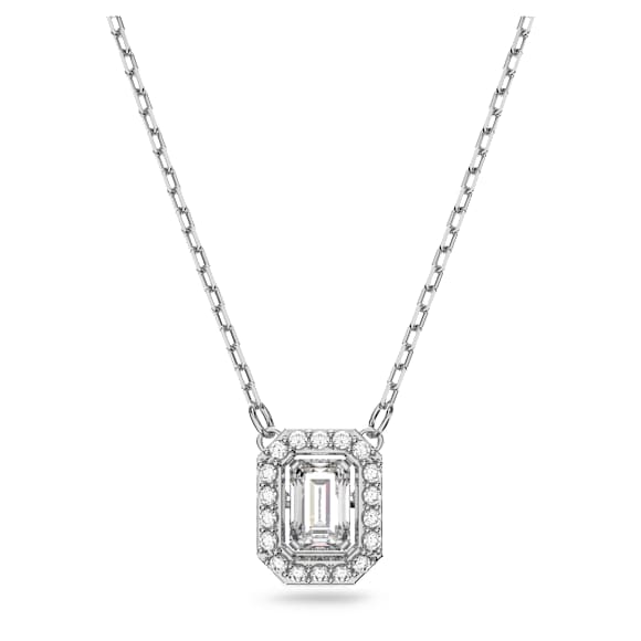 Pandantiv Millenia, Tăietură octogonală, Alb, Placat cu rodiu - Swarovski, 5599177
