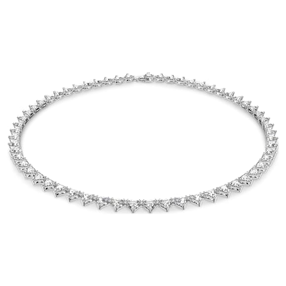 Ortyx Tennis necklace, Triangle cut, White, Rhodium plated - Swarovski, 5599191