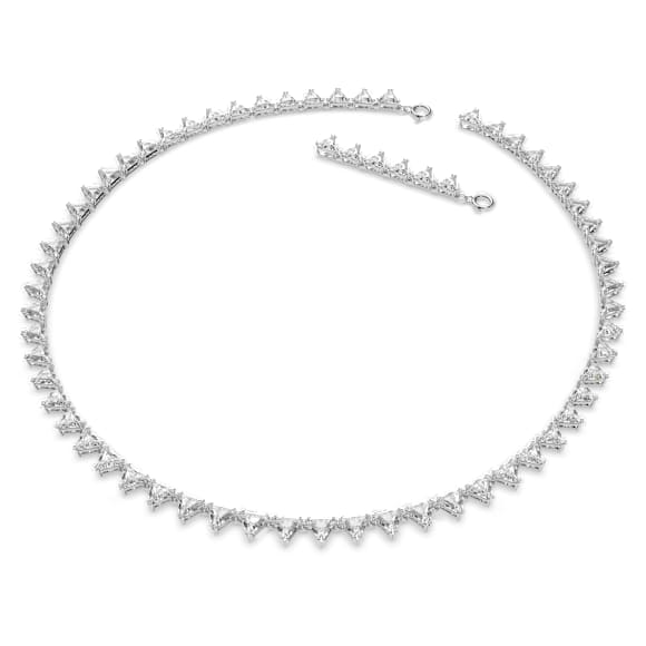 Ortyx Tennis necklace, Triangle cut, White, Rhodium plated - Swarovski, 5599191