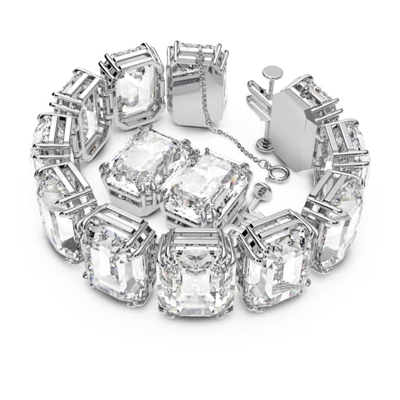Millenia armband, Oversized kristallen, Octagon-slijpvorm, Wit, Rodium toplaag - Swarovski, 5599192