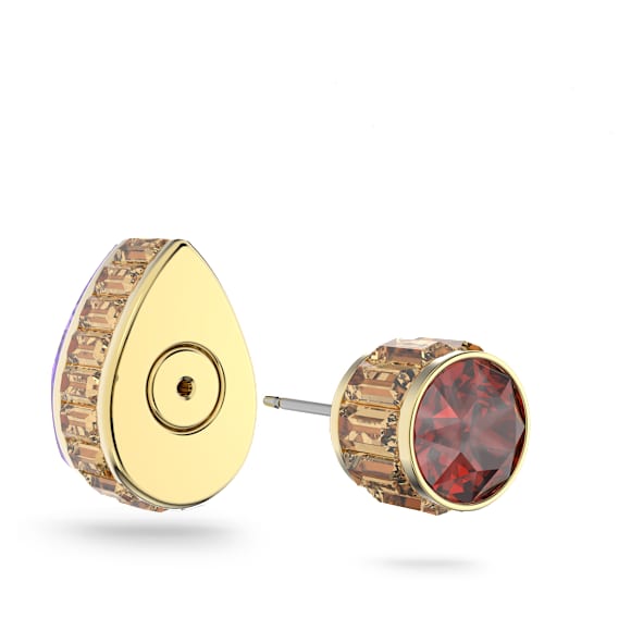Chroma stud earring, Single, Drop cut, Multicolored, Gold-tone plated - Swarovski, 5600524