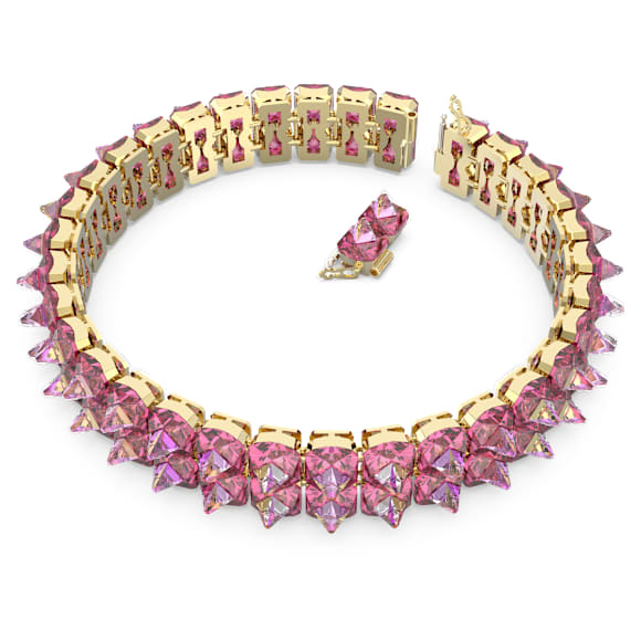 Matrix 束颈项链, 金字塔切割, 粉红色, 镀金色调 - Swarovski, 5600620