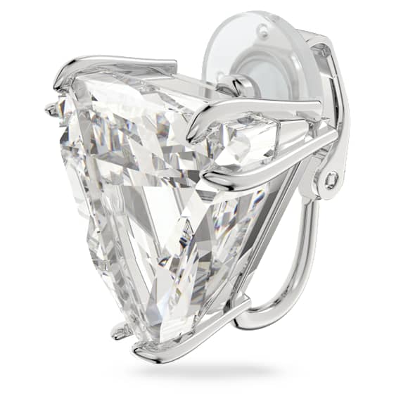 Mesmera clip earring, Single, Triangle cut, White, Rhodium plated - Swarovski, 5600753