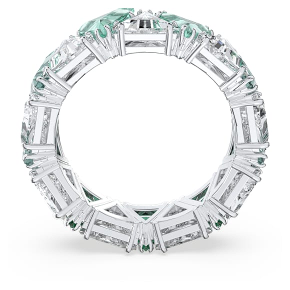 Matrix 个性戒指, 三角形切割, 绿色, 镀铑 - Swarovski, 5600760