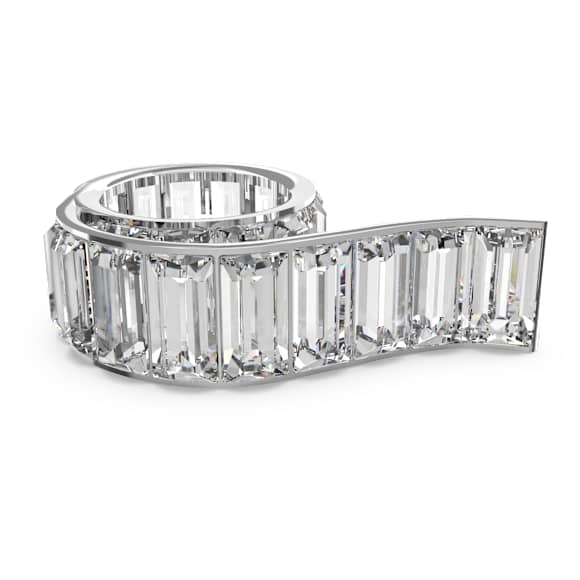 Matrix 戒指, 長方形切割, 白色, 鍍白金色 - Swarovski, 5600787