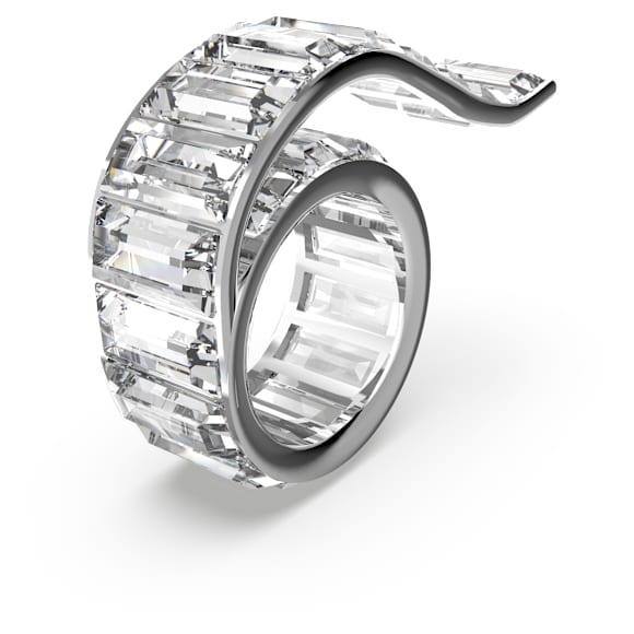 Matrix 戒指, 長方形切割, 白色, 鍍白金色 - Swarovski, 5600787