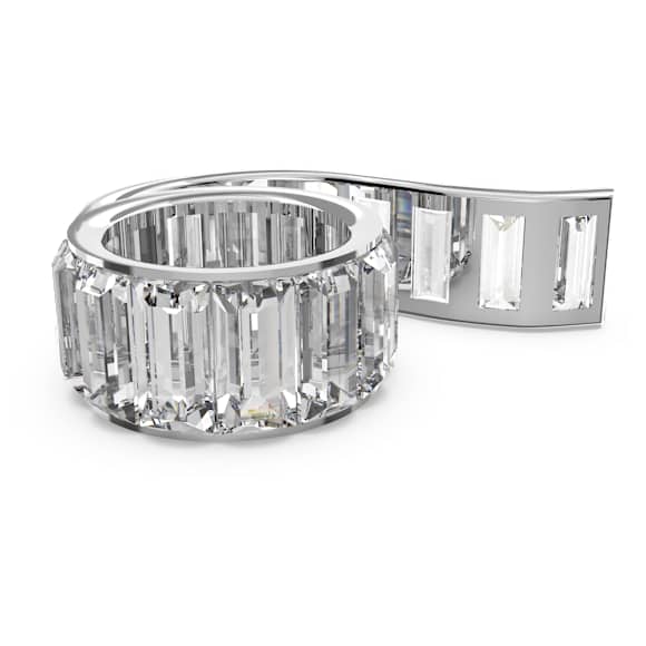 Matrix 戒指, 長方形切割, 白色, 鍍白金色 - Swarovski, 5600787