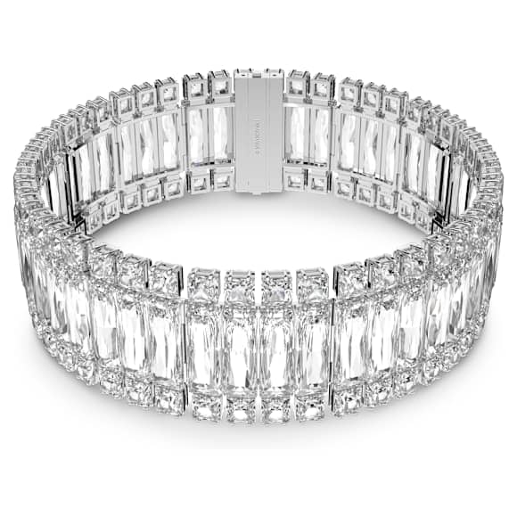 Hyperbola 束颈项链, 矩形切割, 白色, 镀铑 - Swarovski, 5601035