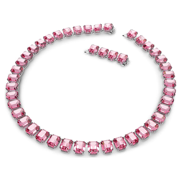 Millenia necklace, Octagon cut, Pink, Rhodium plated - Swarovski, 5608807