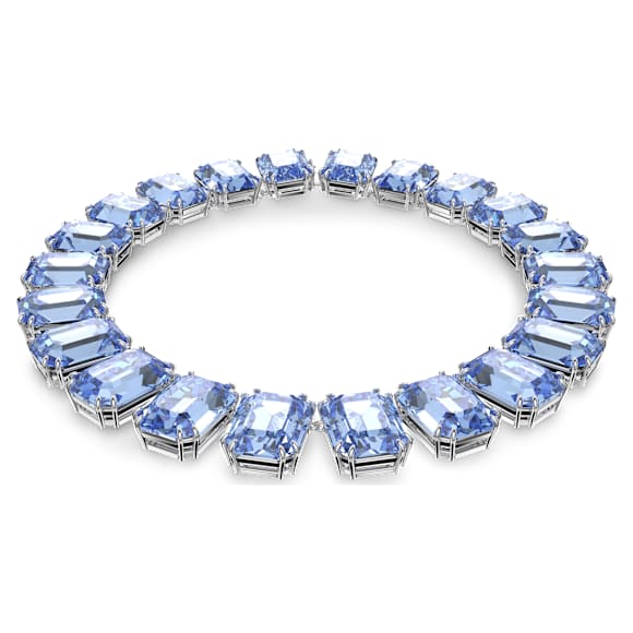 Millenia Tennis Halskette, Übergroße Kristalle, Oktagon-Schliff, Blau, Rhodiniert - Swarovski, 5609703
