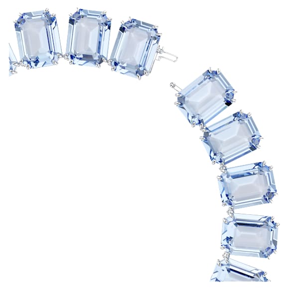 Náhrdelník Tennis Millenia, Oversize křišťály, Osmihranný výbrus, Modrá, Pokoveno rhodiem - Swarovski, 5609703