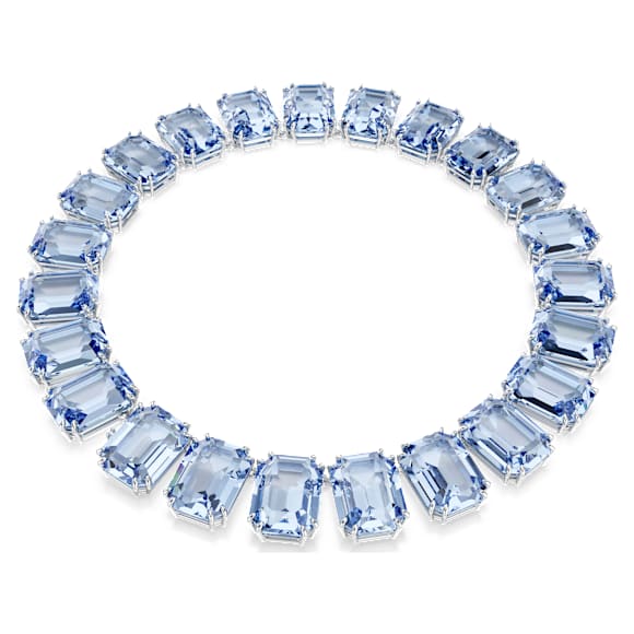 Millenia Tennis 項鏈, 超大Swarovski水晶, 八角形切割, 藍色, 鍍白金色 - Swarovski, 5609703