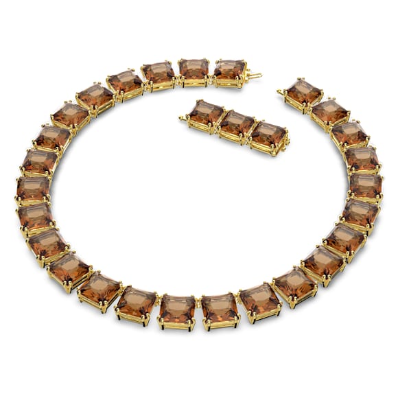 Millenia 项链, 方形切割, 咖啡色, 镀金色调 - Swarovski, 5609705
