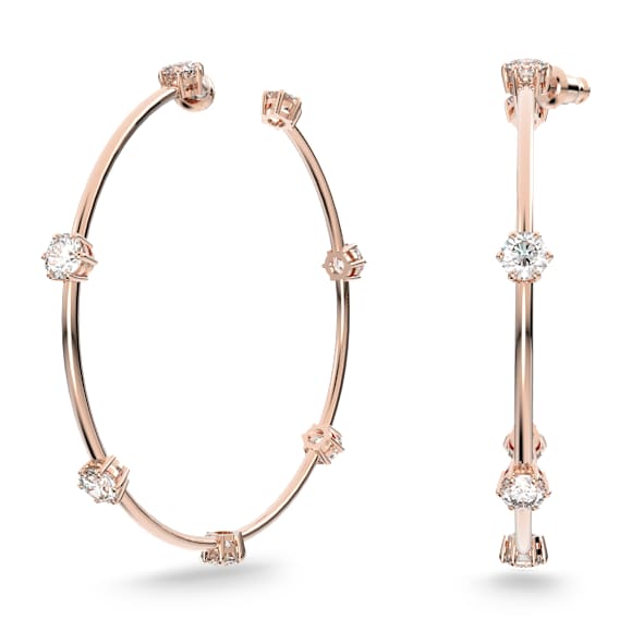 Constella Kreolen, Rundschliff, Klein, Weiß, Roségold-Legierungsschicht - Swarovski, 5609706