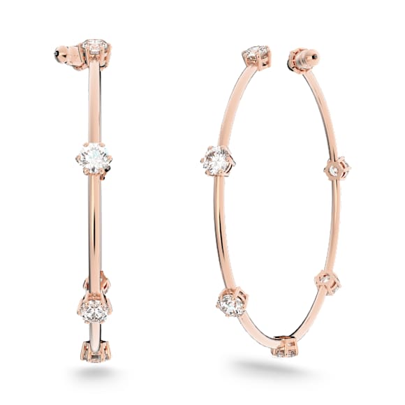 Constella Kreolen, Rundschliff, Klein, Weiß, Roségold-Legierungsschicht - Swarovski, 5609706