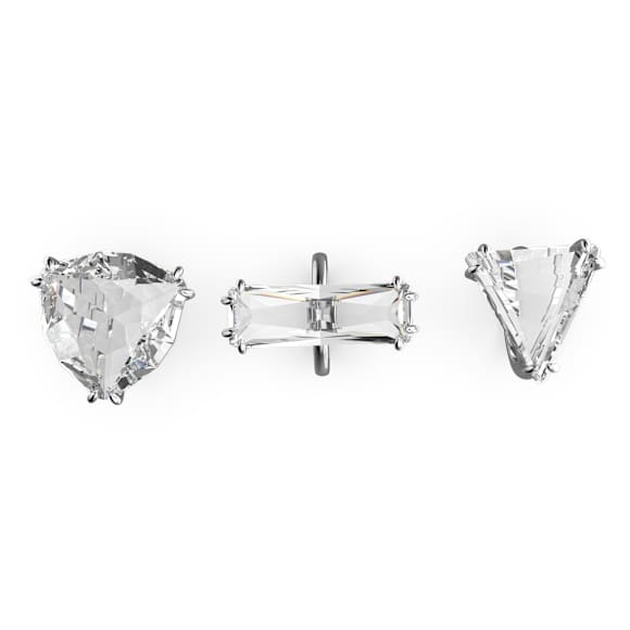 Mesmera cocktailring, Set (3), Verschillende slijpvormen, Wit, Rodium toplaag - Swarovski, 5610386