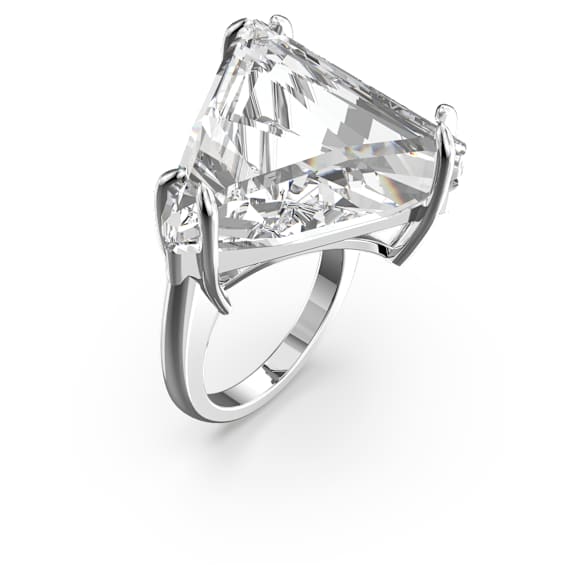 Mesmera cocktailring, Set (3), Verschillende slijpvormen, Wit, Rodium toplaag - Swarovski, 5610386