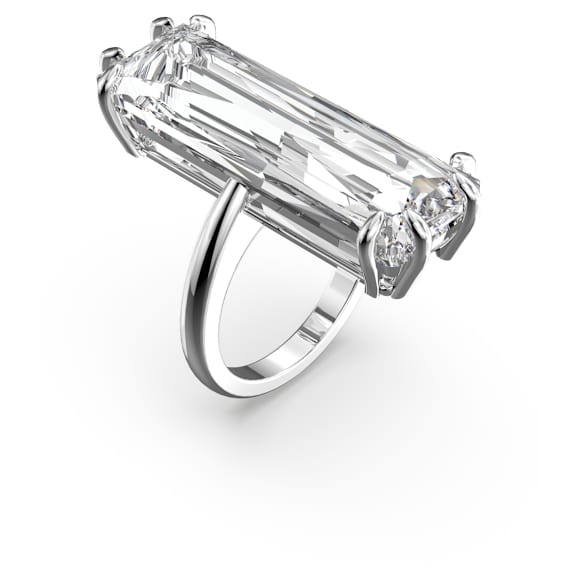 Mesmera cocktailring, Set (3), Verschillende slijpvormen, Wit, Rodium toplaag - Swarovski, 5610386