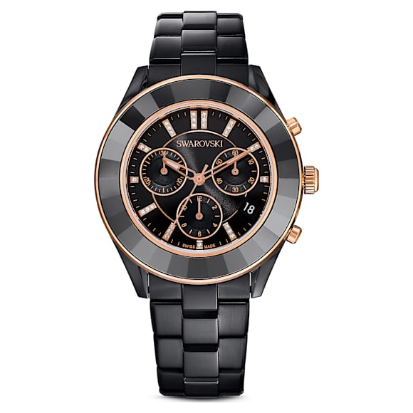Octea Lux Sport Uhr, Schweizer Produktion, Metallarmband, Schwarz, Schwarzes Finish - Swarovski, 5610472