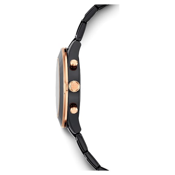 Octea Lux Sport watch, Swiss Made, Metal bracelet, Black, Black finish - Swarovski, 5610472