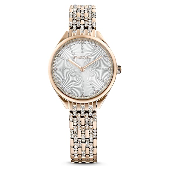 Attract Klocka, Schweizisktillverkad, Pavé, Kristallarmband, Guldfärgad, Champagnefärgad guldfinish - Swarovski, 5610484