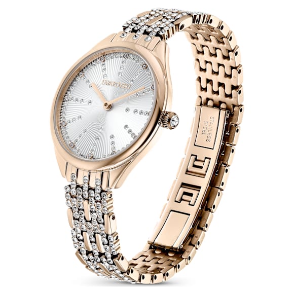 Attract Klocka, Schweizisktillverkad, Pavé, Kristallarmband, Guldfärgad, Champagnefärgad guldfinish - Swarovski, 5610484