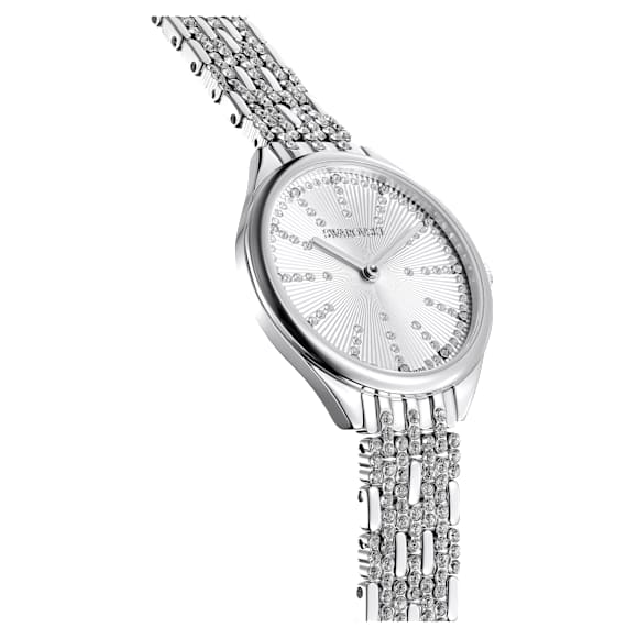 Attract watch, Swiss Made, Pavé, Metal bracelet, Silver tone, Stainless steel - Swarovski, 5610490