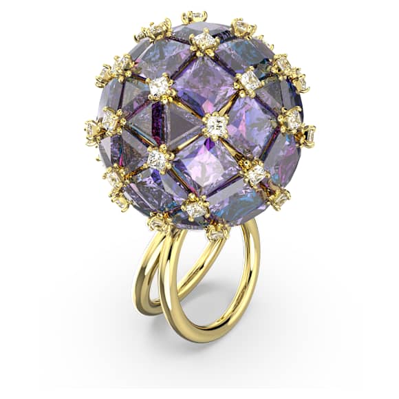 Curiosa 个性戒指, 混合切割, 蓝色, 镀金色调 - Swarovski, 5610817