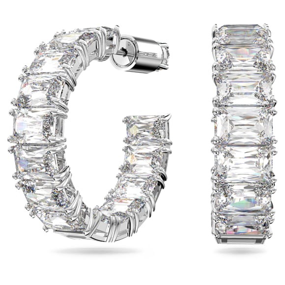 Millenia Kreolörhängen, Åttkantig slipning, Vit, Rodiumpläterad - Swarovski, 5612673